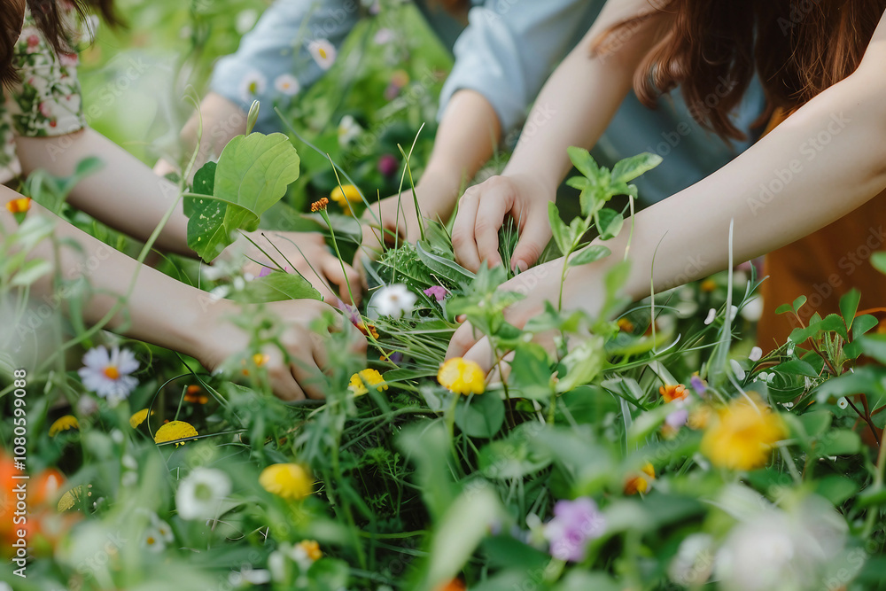 Obraz premium Generative AI Image of Gardener Caring for Flowers and Plants in a Vibrant Greenhouse Garden
