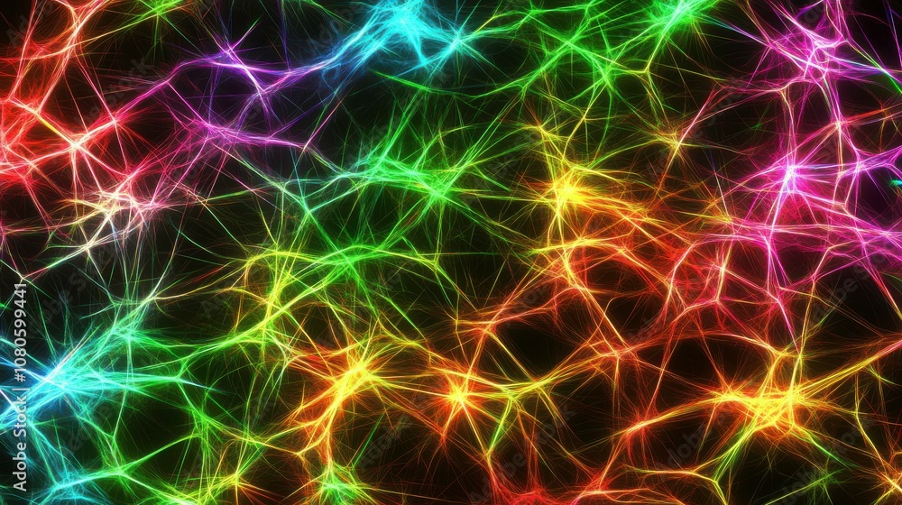Obraz premium Colorful abstract network of interconnected lines.