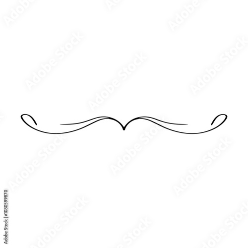 Hand drawn divider border icon vector illustration design element of swish, swash, swoosh underline swirl squiggle stroke line