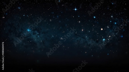 Night sky with stars sparkling on black background