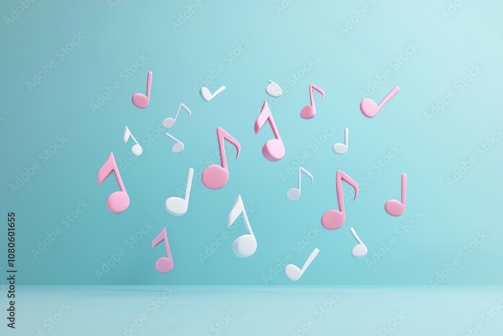 Ethereal floating music notes abstract space digital art soft pastel colors aerial perspective minimalist concept Ethereal floating music notes abstract space digital art soft pastel colors aerial perspective minimalist concept