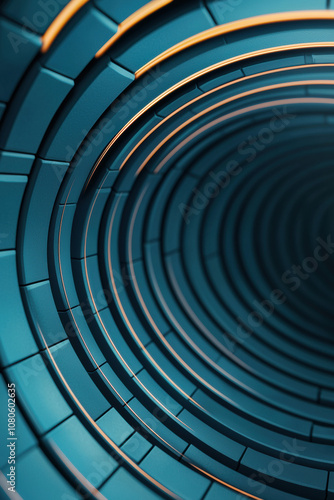 Wallpaper Mural A close-up view of a futuristic, circular tunnel with glowing edges, showcasing a blend of blue and orange tones, perfect for tech-themed projects. Torontodigital.ca