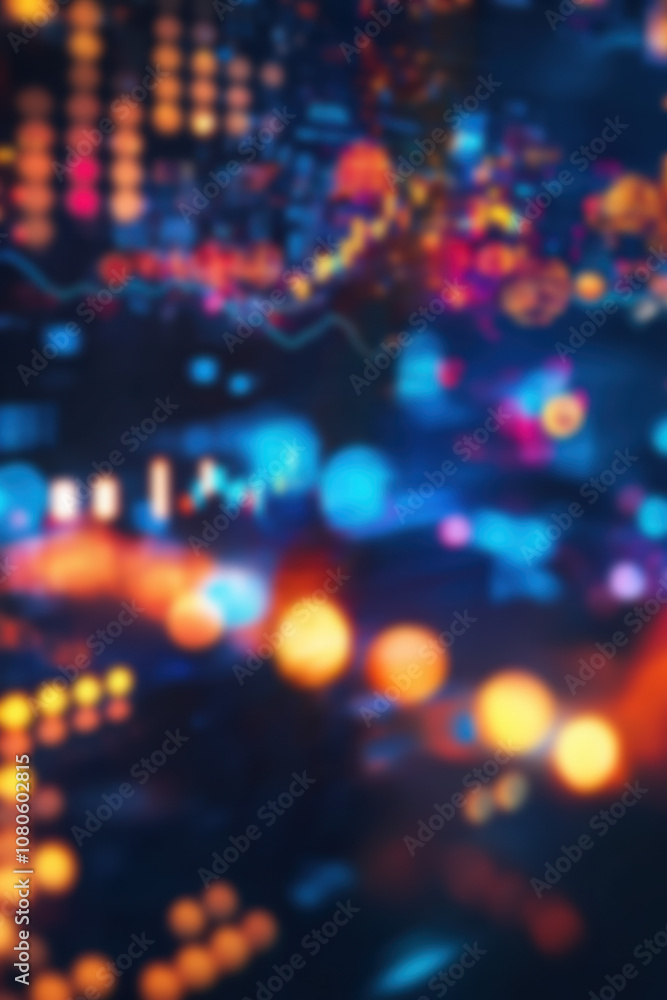 Fototapeta premium A vibrant abstract background featuring colorful lights, dynamic patterns, and a blend of shapes, perfect for technology and artistic themes.