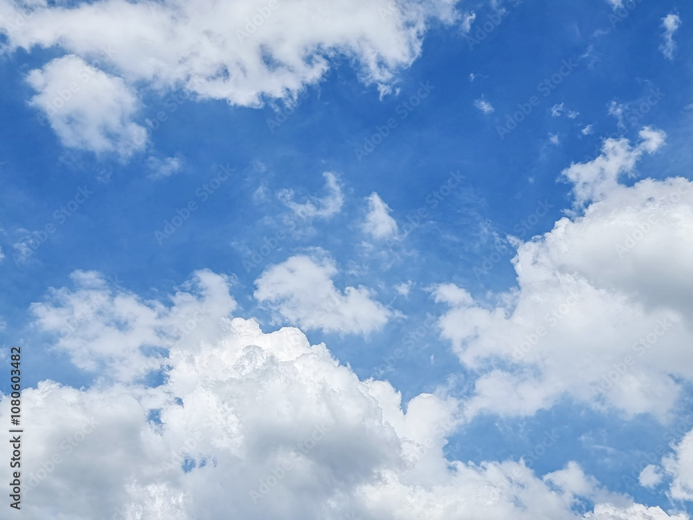 Fototapeta premium blue sky high shape outdoor group of white clouds background in summer gradient abstract light beauty background. beautiful bright cloud and calm fresh wind air