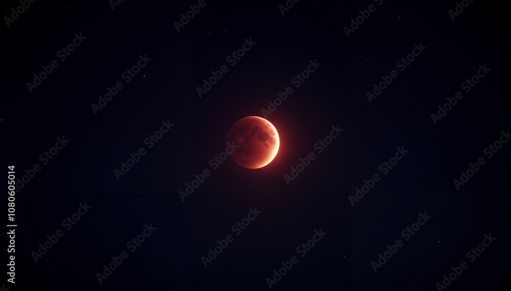 Dramatic Partial Lunar Eclipse in Deep Space with Reddish Tones Dramatic Partial Lunar Eclipse in Deep Space with Reddish Tones