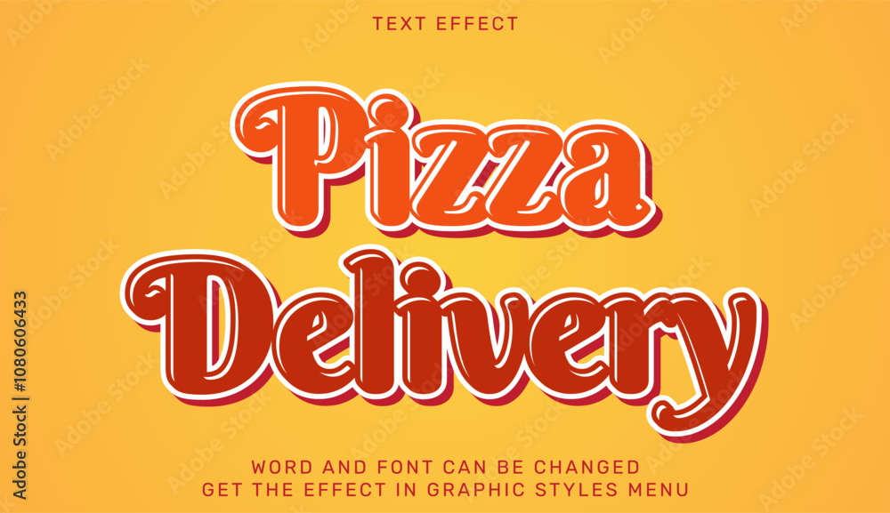 Pizza delivery text effect template in 3d design Pizza delivery text effect template in 3d design