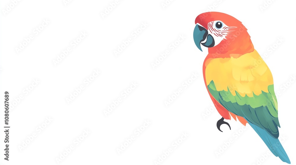 a 2D cartoon illustration of a parrot talking with a speech bubble, colorful and friendly, white background--ar 16:9 a 2D cartoon illustration of a parrot talking with a speech bubble, colorful and friendly, white background--ar 16:9