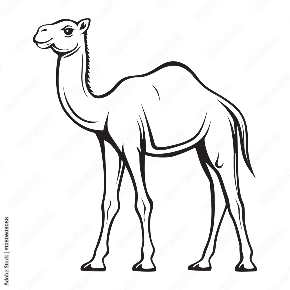 Camel line art vector on a white background Camel line art vector on a white background