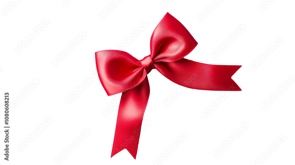 A vibrant red bow made of smooth ribbon is displayed prominently, ideal for adding a decorative touch to presents during celebrations or holidays A vibrant red bow made of smooth ribbon is displayed prominently, ideal for adding a decorative touch to presents during celebrations or holidays