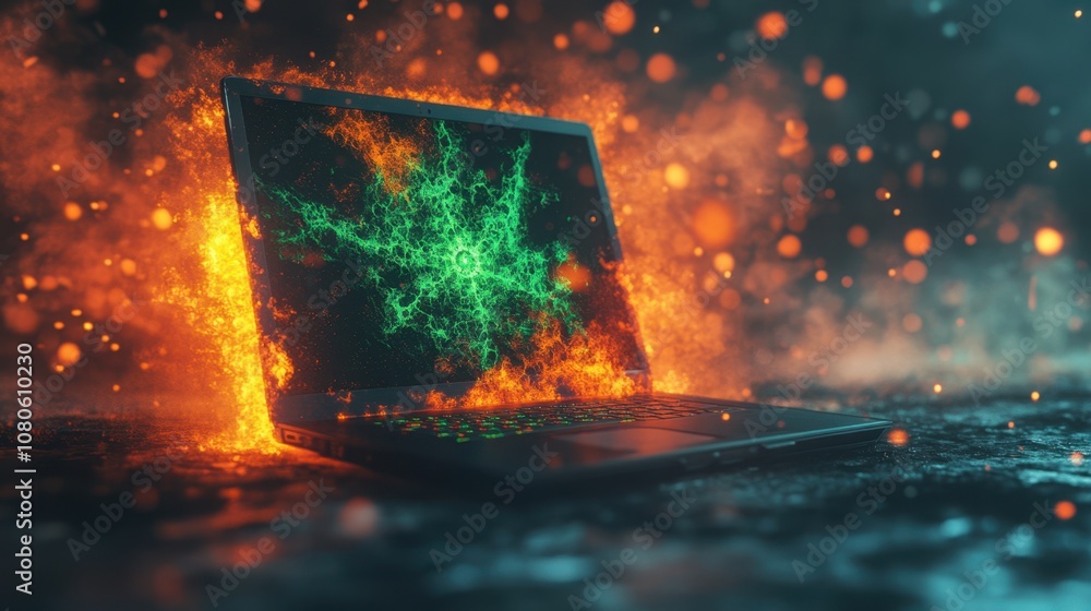 Obraz premium The Burning Laptop Effect