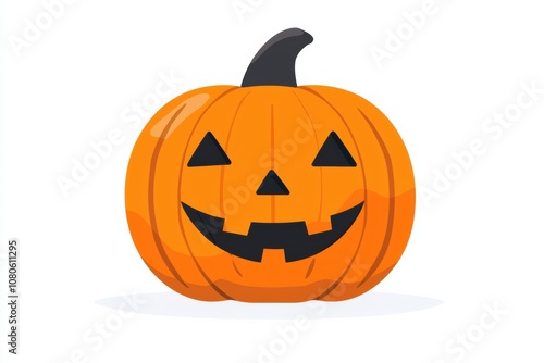 A cheerful Halloween pumpkin with a spooky grin, perfect for autumn-themed designs and festive decorations.