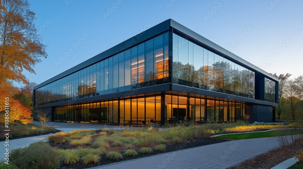 Fototapeta premium A modern data center office building with glass facade