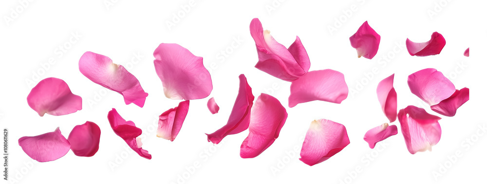 Fototapeta premium Pink rose flower petal falling on a transparent background. isolated background.