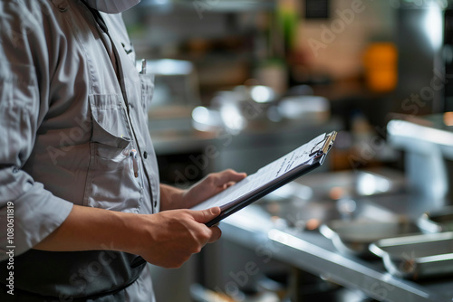 Fototapeta Naklejka Na Ścianę i Meble -  Generative AI image of professional chef cooking food in restaurant kitchen, chef at kitchen