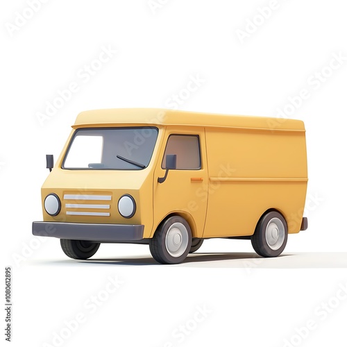 Cartoon Van isolated on a white background, close up