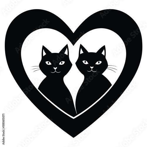 Valentine Cats Vector Art.