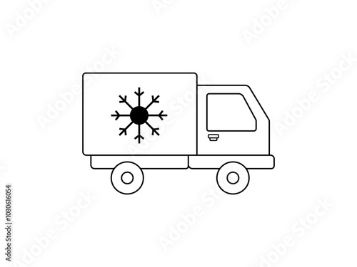 Refrigerated Container Vehicle Carrying temperature-sensitive cargo Vector Icon Design