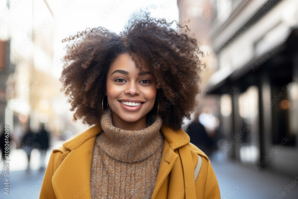 Portrait of a smiling young African American woman in the city Portrait of a smiling young African American woman in the city