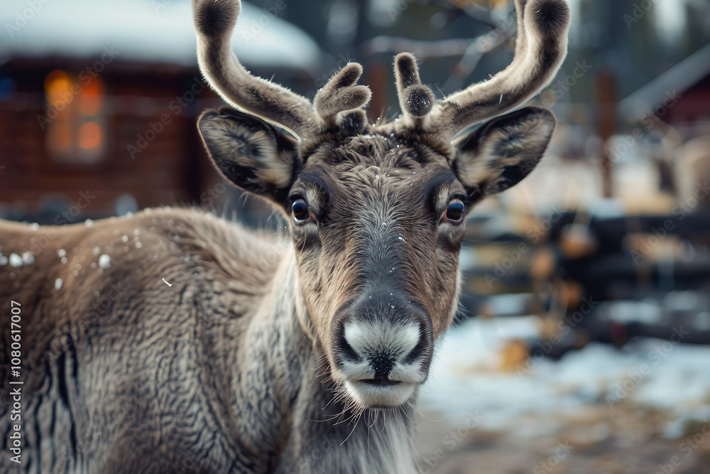 Generated AI portrait of a reindeer with massive antlers Generated AI portrait of a reindeer with massive antlers