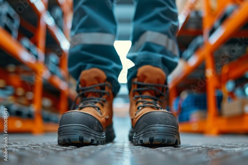 Wallpaper Mural Close up of safety workers shoes in factory Torontodigital.ca