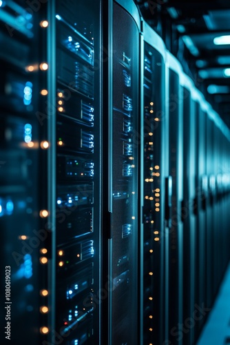 Obraz na płótnie Expansive server room showcasing advanced mainframe computers for cloud computing services