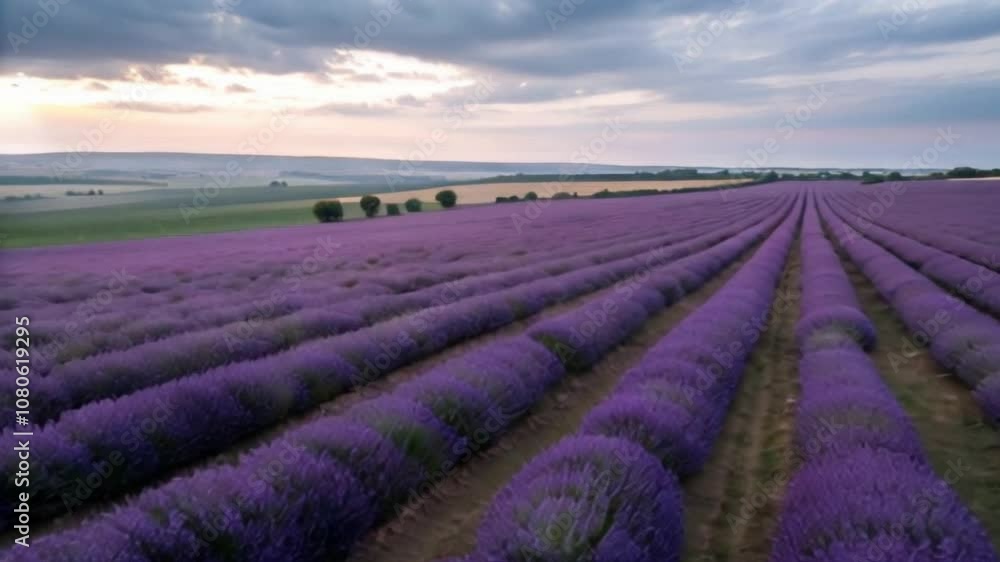 Endless Lavender Field at Sunset in Provence, France Endless Lavender Field at Sunset in Provence, France