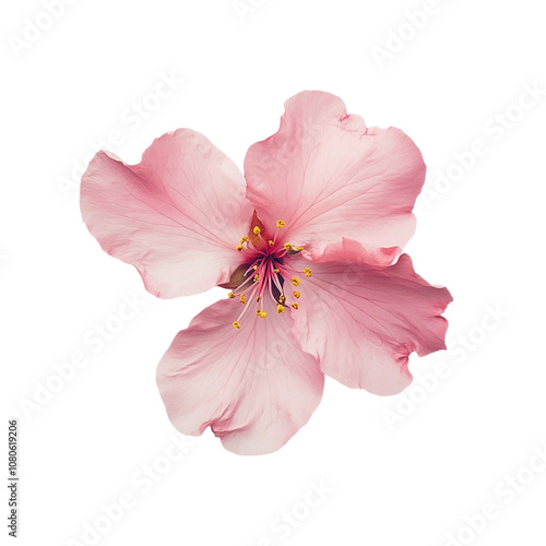 Pink flower isolated on transparent background.