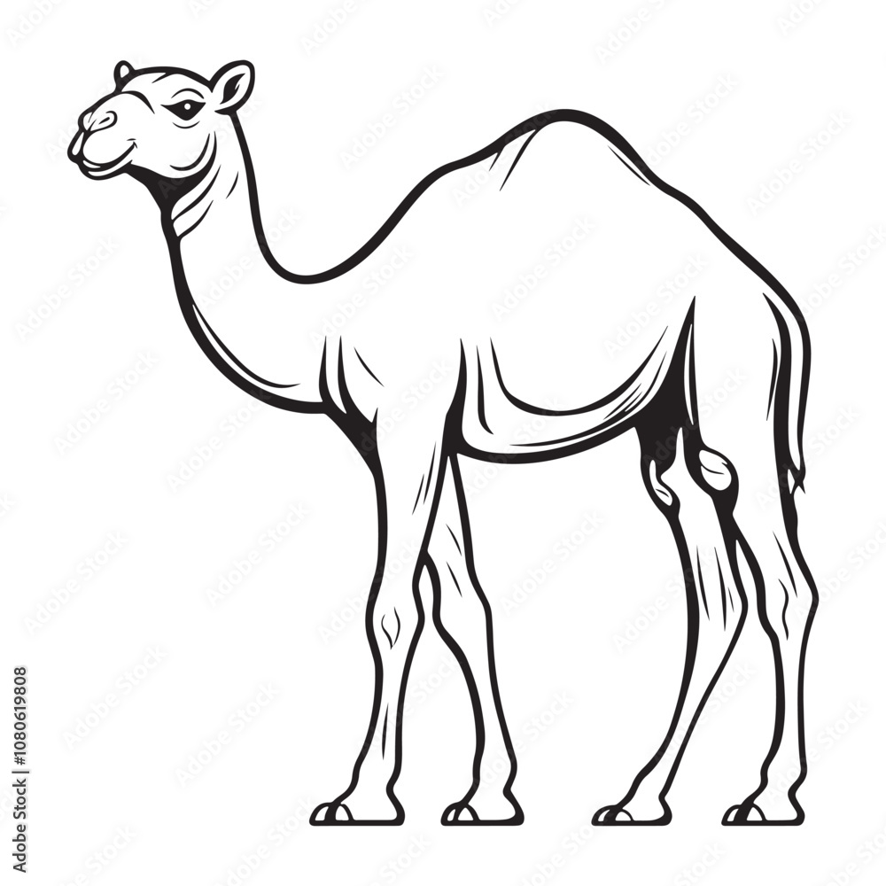 Fototapeta premium Camel line art vector on a white background