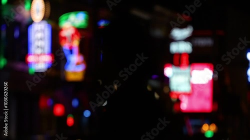 Nashville Neon Lights Broadway Nightlife Stationary Shot