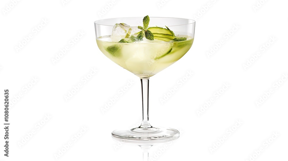A Refreshing Mojito Cocktail Drink Standing Alone on a Crisp White Background. A Tantalizing and Invigorating Beverage in a Simple Setting. A Refreshing Mojito Cocktail Drink Standing Alone on a Crisp White Background. A Tantalizing and Invigorating Beverage in a Simple Setting.