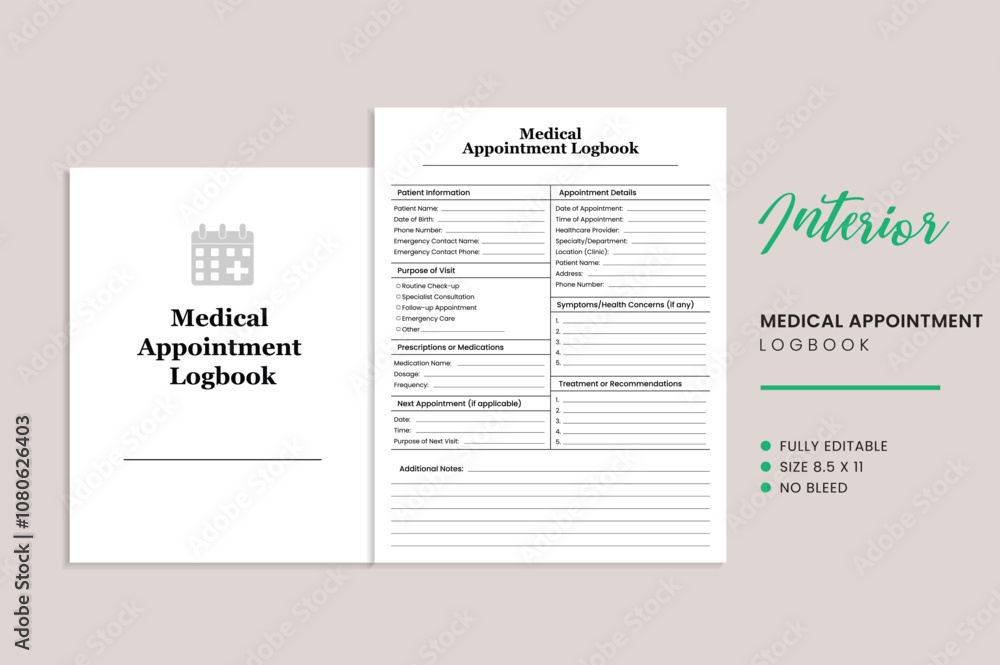 Medical Appointment Logbook Kdp Interior Template Medical Appointment Logbook Kdp Interior Template