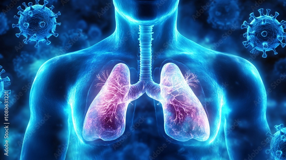 Coronavirus attacking human lungs: medical 3d illustration Coronavirus attacking human lungs: medical 3d illustration