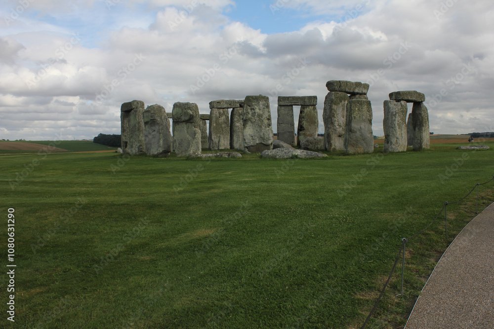 Naklejka premium Stonehenge on Salisbury Plain in Wiltshire in england on july 27, ‎2021