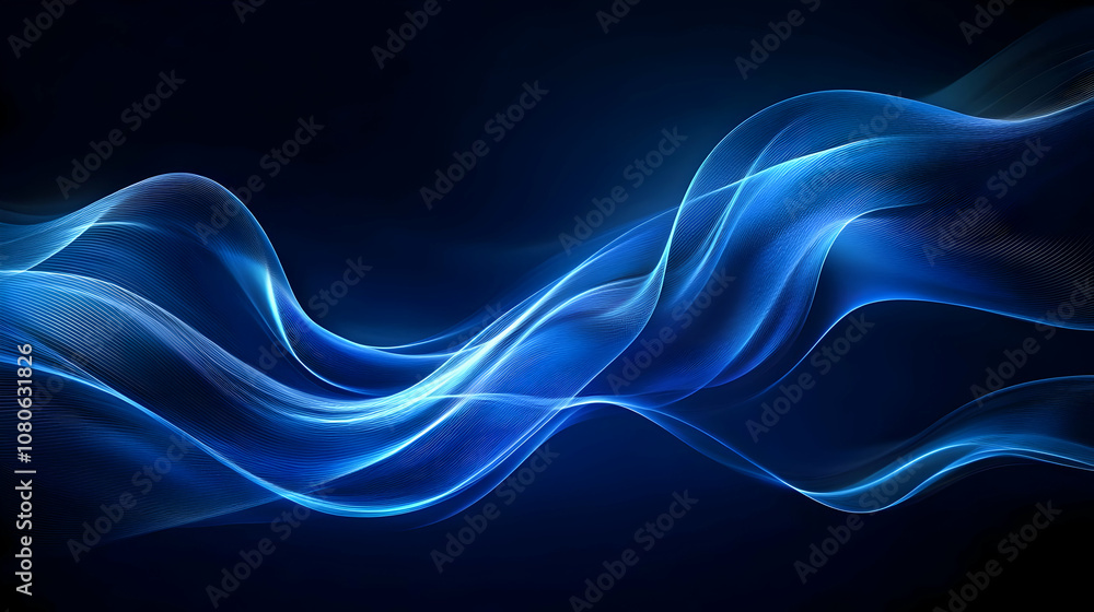 Abstract Blue Wave Background Design - Digital Art Abstract Blue Wave Background Design - Digital Art