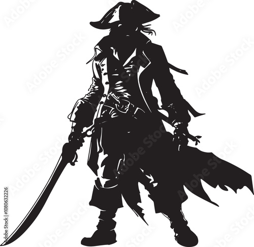 Pirate Silhouette Vector Illustration Graphic