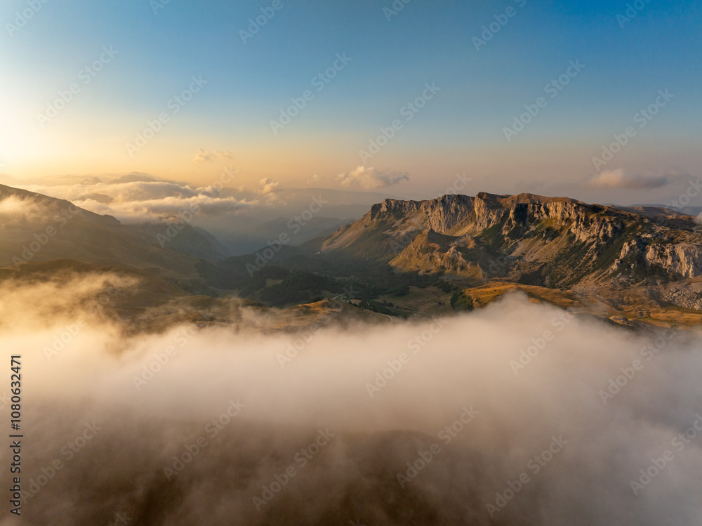Fototapeta premium Aerial View of Zelengora Mountains in Bosnia