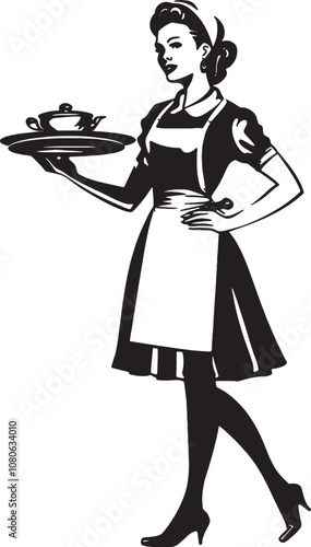 Stylized House Wife 1950s Silhouette Vector Illustration Graphic