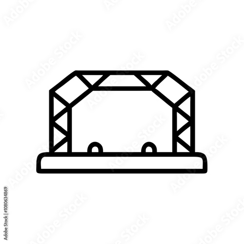 Concert stage icon in simple outline style, black and white

