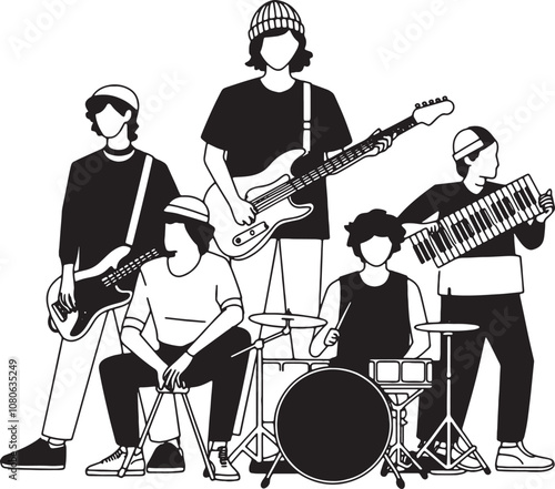 Stylized Rock Band Silhouette Vector Illustration Graphic