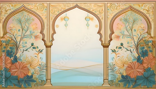 Wallpaper Mural Ornate Arches with Floral Motifs Torontodigital.ca