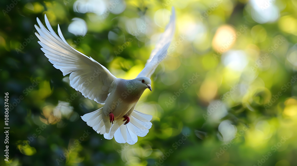 Obraz premium flock of birds isolated on white background flock of pigeons on a white background butterfly A flock of birds in flight isolated on a white background, Generative Ai