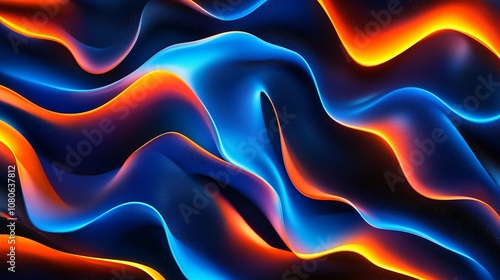 Abstract Blue And Orange Wavy Lines Background