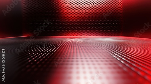 Red Metal Grid Background