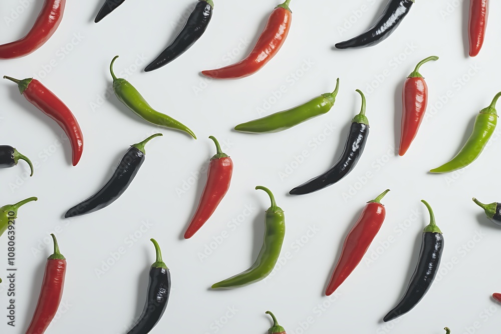 Chillies isolated on a white background, close up Chillies isolated on a white background, close up