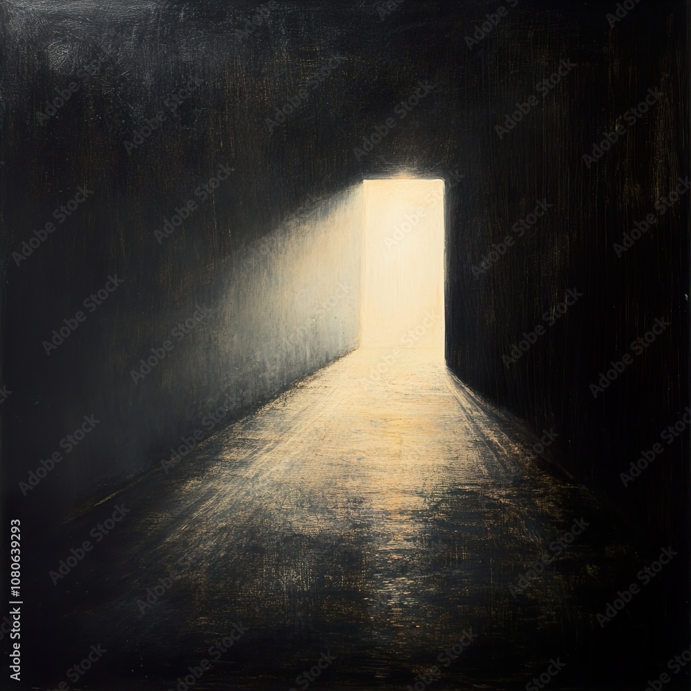 Abstract Painting of Light at the End of a Dark Hallway Abstract Painting of Light at the End of a Dark Hallway