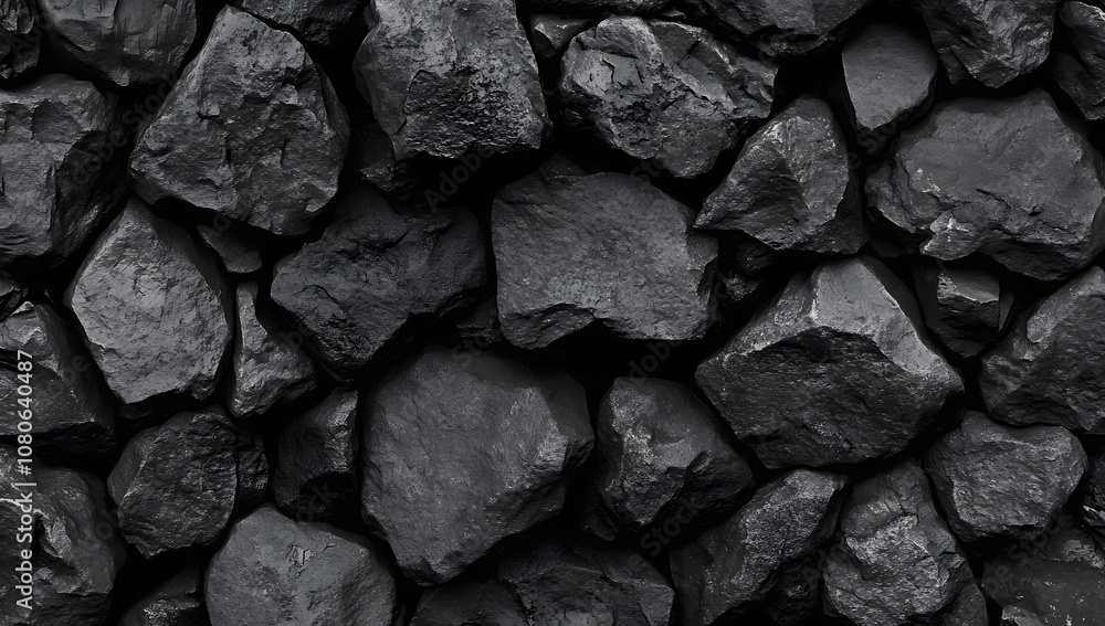 Black pebbles, top view, seamless texture, 3D rendering. Black stones background. Flat lay, black rocks on a dark gray background. Black pebbles, top view, seamless texture, 3D rendering. Black stones background. Flat lay, black rocks on a dark gray background.