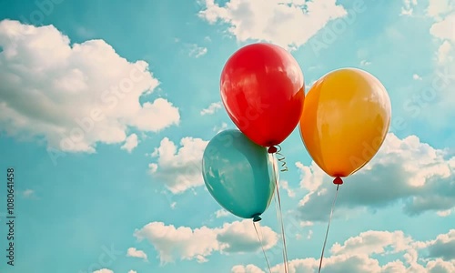 Colorful balloons in the sky photo