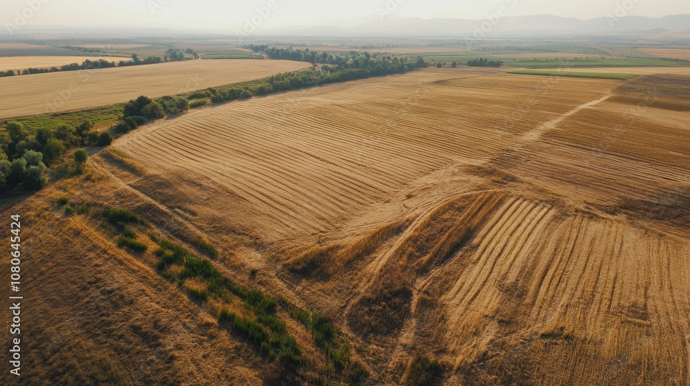 Aerial view of expansive farmland featuring dry fields, neatly arranged rows, and patches of greenery, illustrating agricultural patterns and landscape diversity. Aerial view of expansive farmland featuring dry fields, neatly arranged rows, and patches of greenery, illustrating agricultural patterns and landscape diversity.
