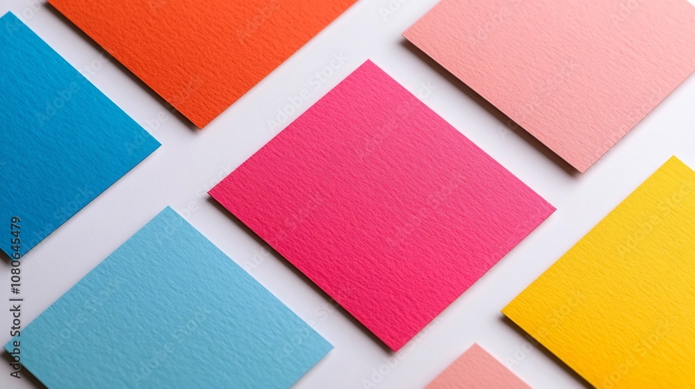Fototapeta premium Vibrant Colorful Business Card Set on White Surface for Branding Mockup