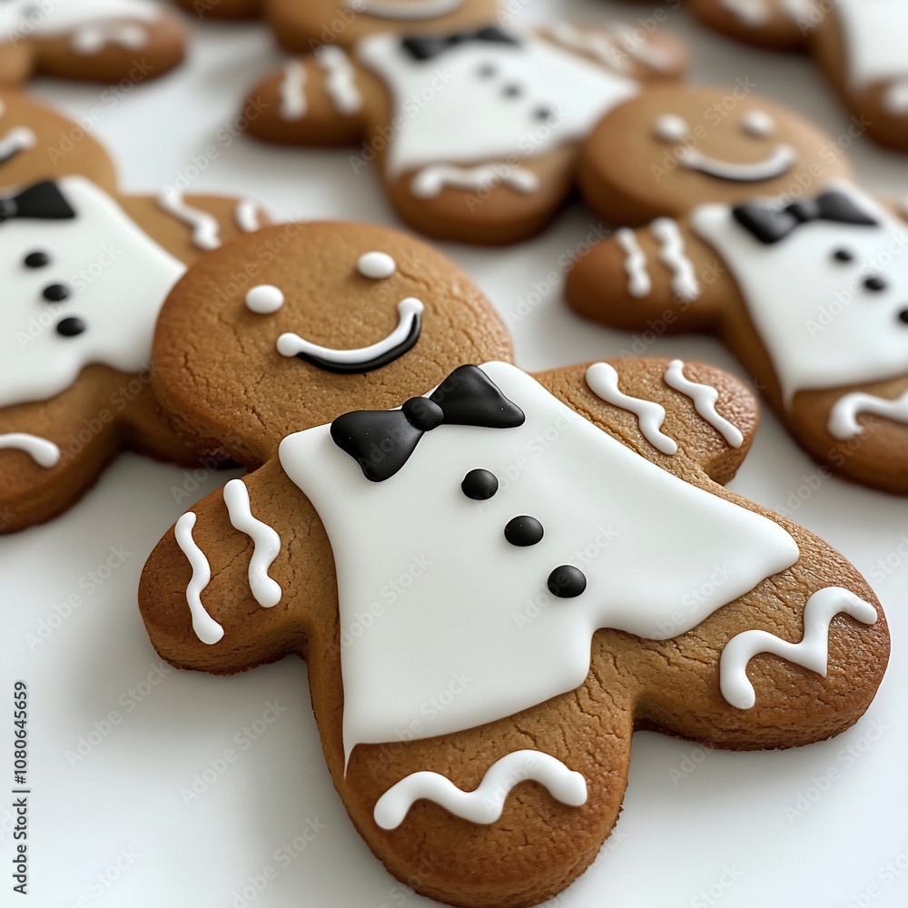 Festive Gingerbread Men Cookies with Icing and Bow Ties Festive Gingerbread Men Cookies with Icing and Bow Ties